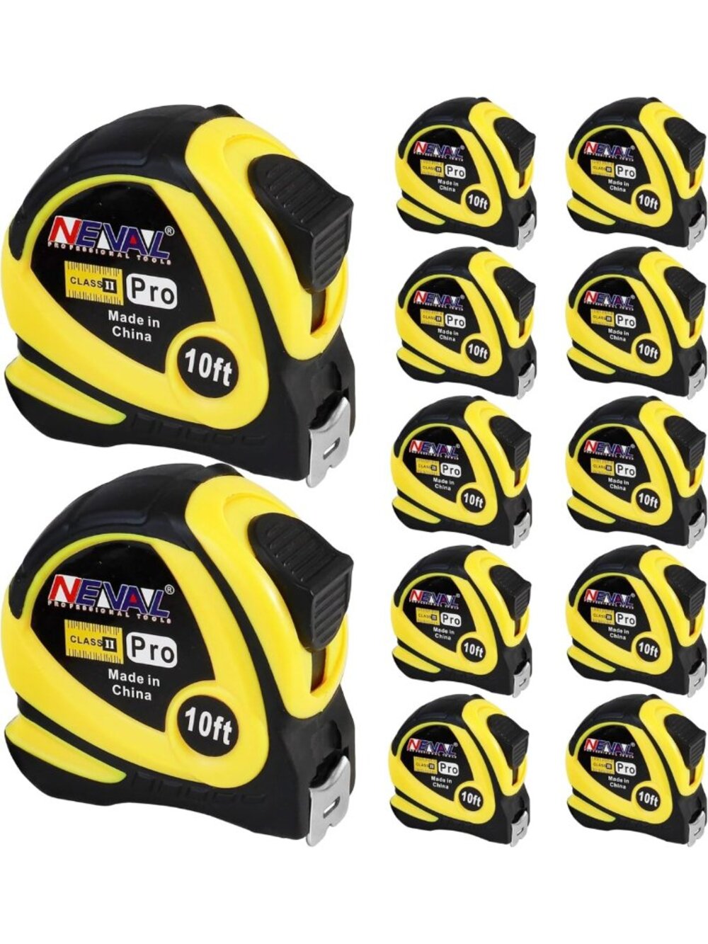 10ft Self-Locking Measuring Tape - 12-Pack Easy Read Retractable Tool with